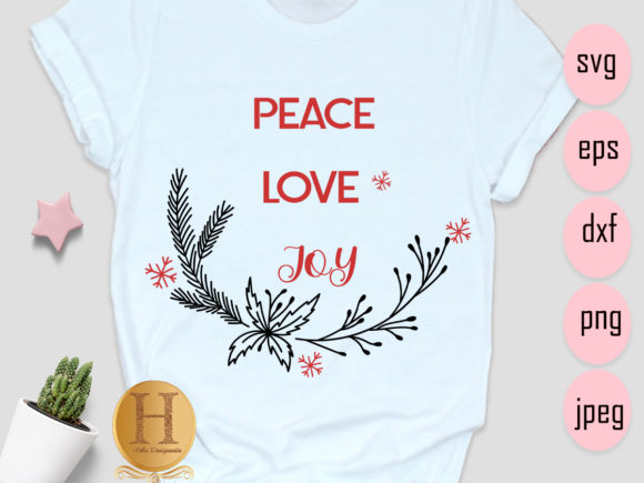 Christmas Peace Love Joy Flower Svg